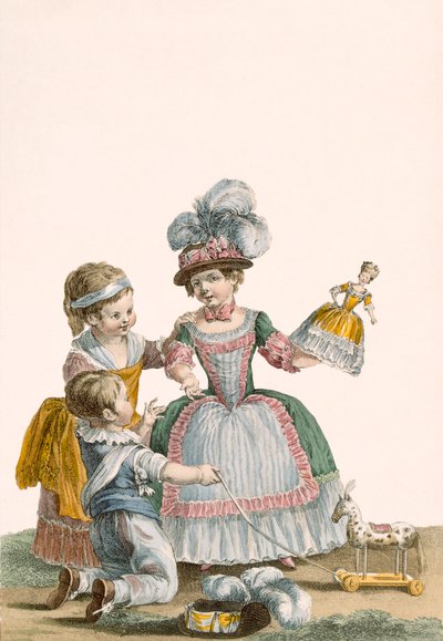 Children at play, engraved by Patas, plate from 